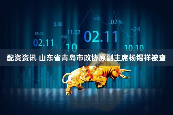 配资资讯 山东省青岛市政协原副主席杨锡祥被查