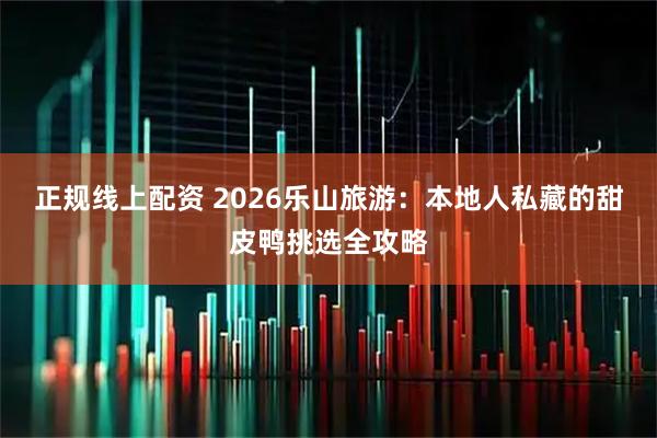 正规线上配资 2026乐山旅游：本地人私藏的甜皮鸭挑选全攻略